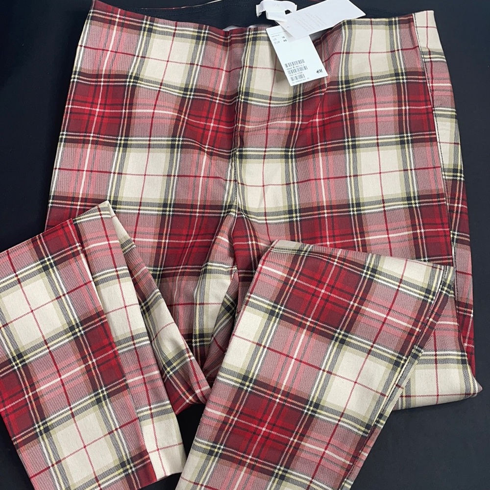 H&M plaid stretch ankle pants